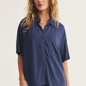 Z Supply Tinsley linen Yacht Blue Button-Down Shirt